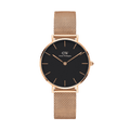 DW Petite Melrose Black Rose Gold Watch